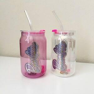 Barbie Pink and Clear Drinkware Set